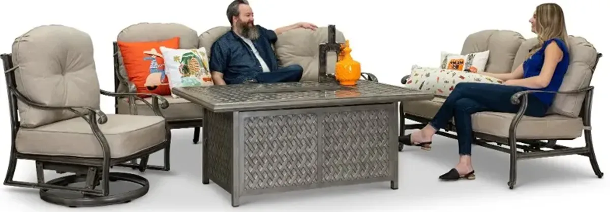 Macan Gray Metal Cast Patio Fire Pit Table