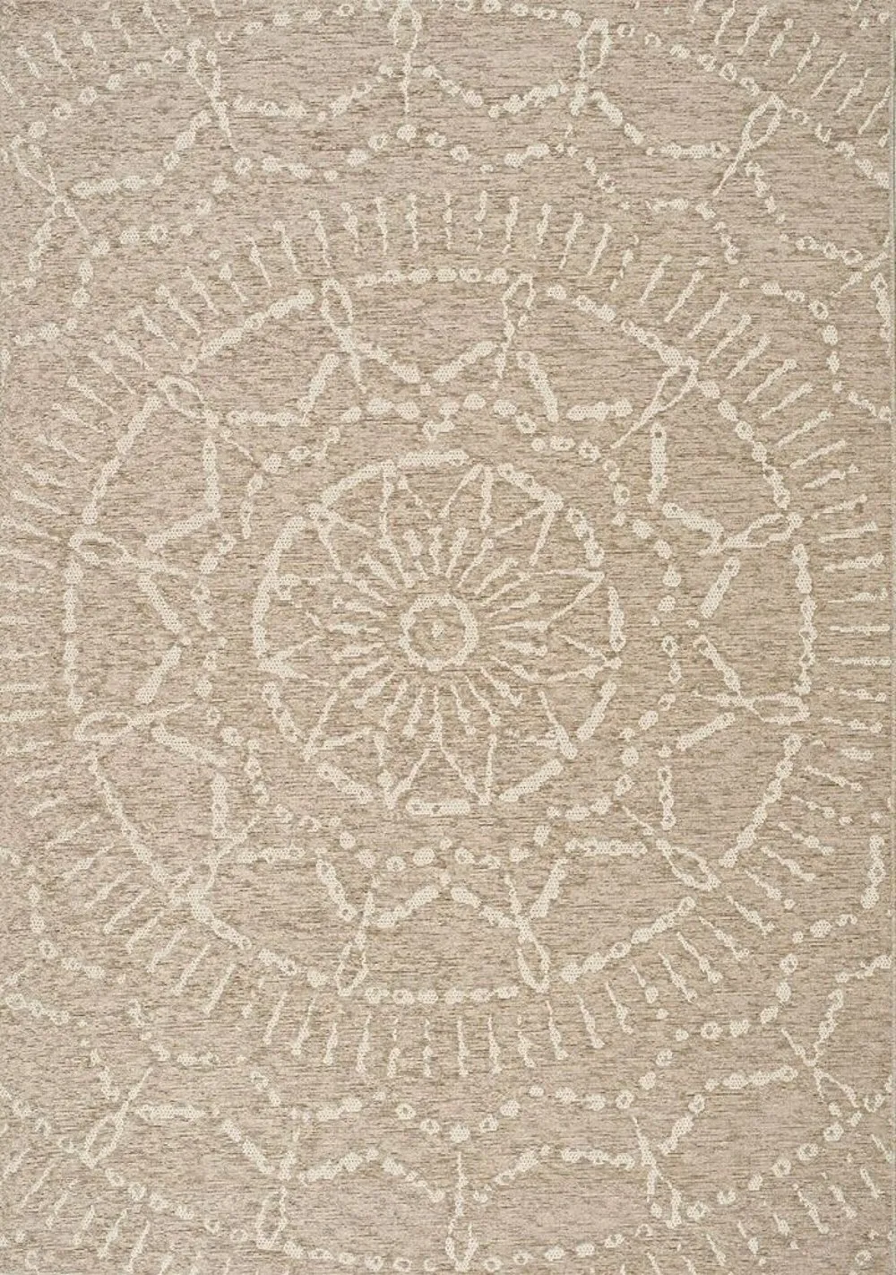 5 x 8 Medium Beige and Cream Indoor-Outdoor Area Rug - Vista