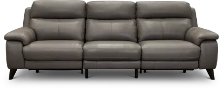 Venice Gray Leather-Match Dual Power Reclining Sofa