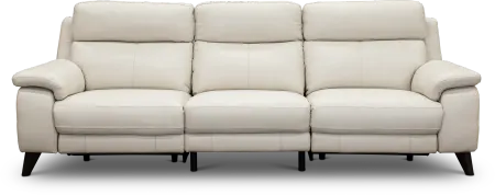 Venice White Leather-Match Power Reclining Sofa