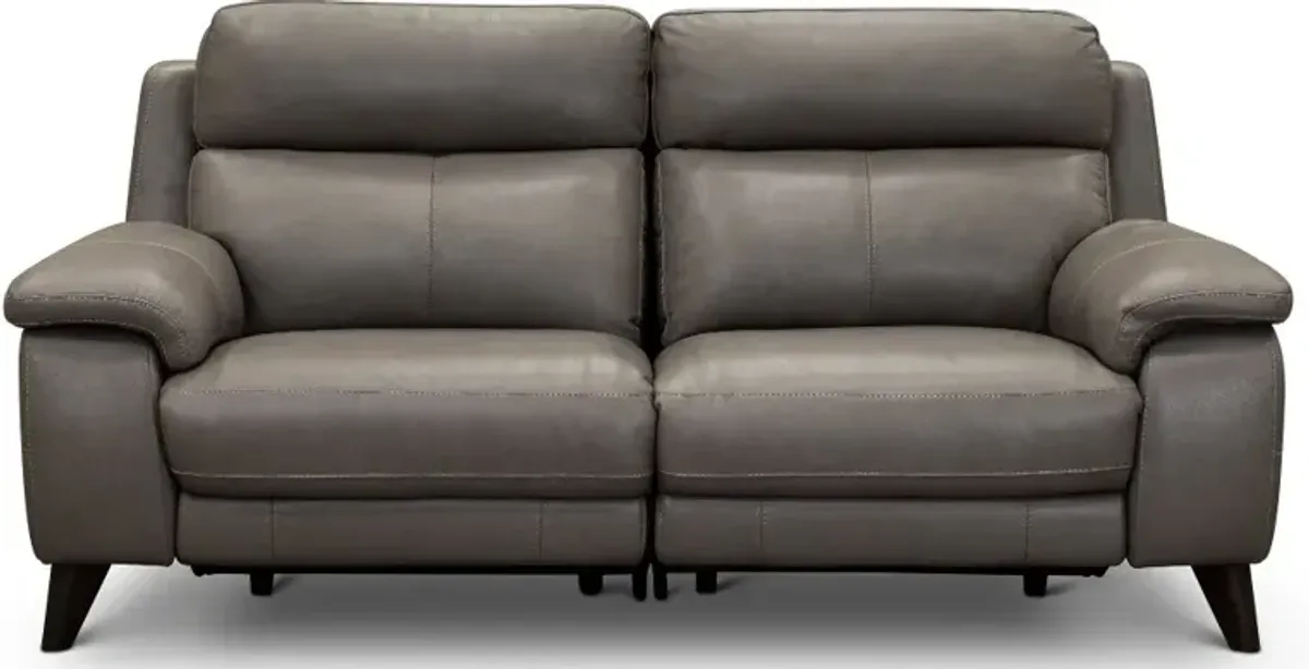 Venice Gray Leather-Match Power Reclining Loveseat