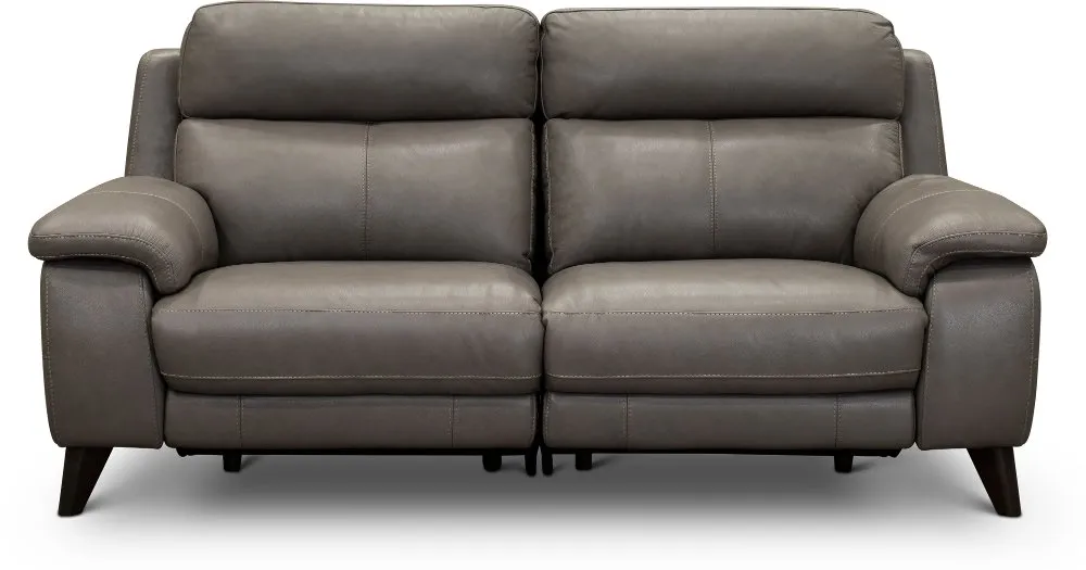 Venice Gray Leather-Match Power Reclining Loveseat