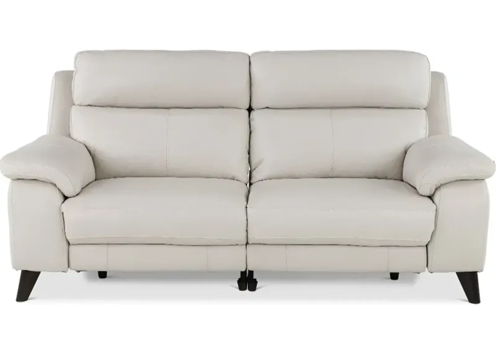 Venice White Leather-Match Power Reclining Loveseat