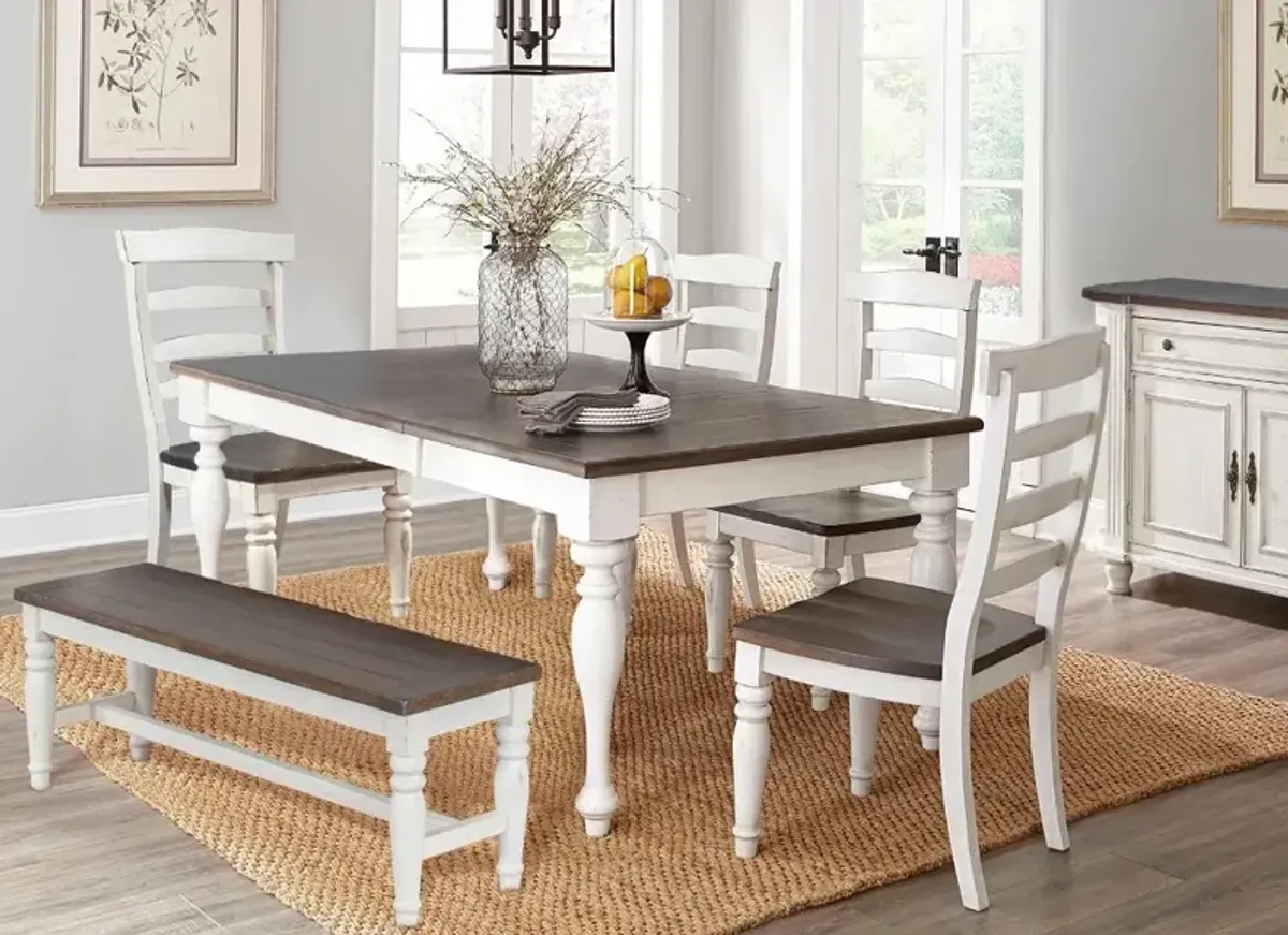 Bourbon County French Country White Two-Tone Dining Table