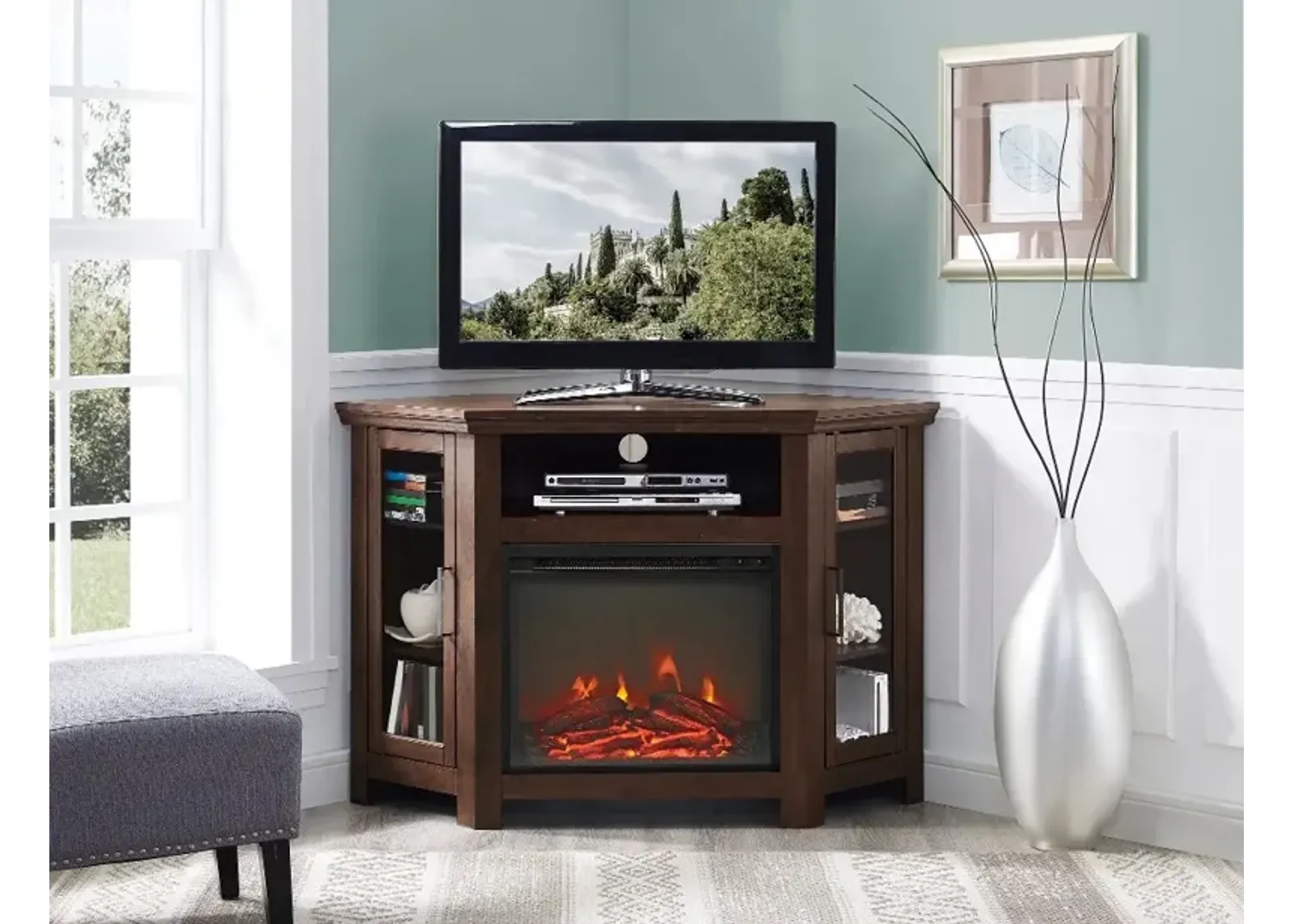 Corner 48 Inch Fireplace TV Stand - Walker Edison