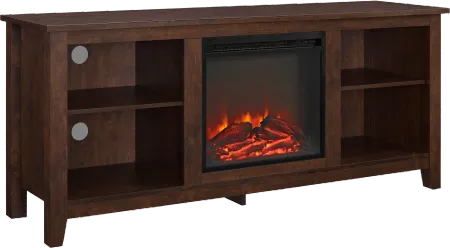 Brown 58 Inch Traditional Fireplace TV Stand - Walker Edison