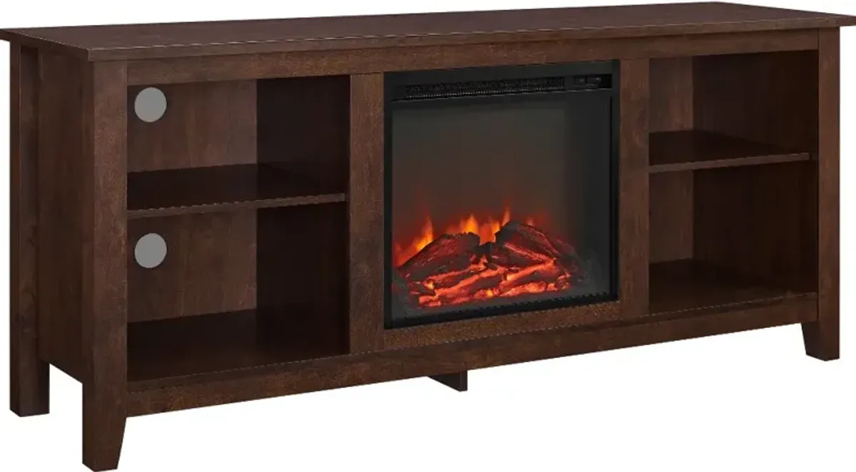 Brown 58 Inch Traditional Fireplace TV Stand - Walker Edison