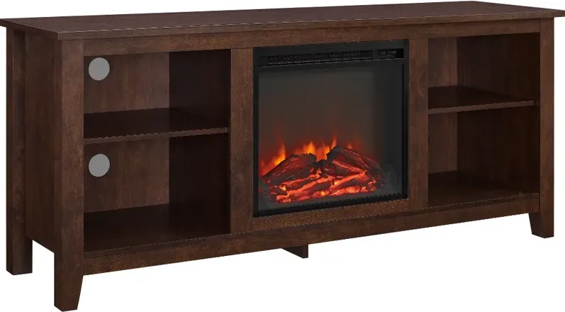 Brown 58 Inch Traditional Fireplace TV Stand - Walker Edison