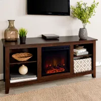 Brown 58 Inch Traditional Fireplace TV Stand - Walker Edison
