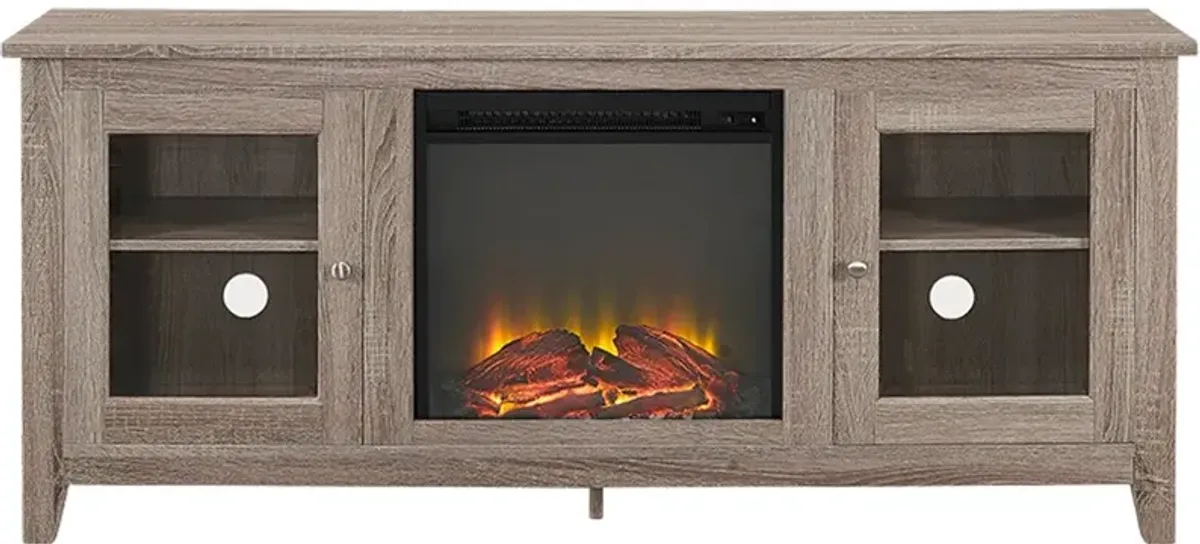 Light Brown Traditional 58 Inch Fireplace TV Stand - Walker Edison