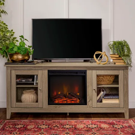 Light Brown Traditional 58 Inch Fireplace TV Stand - Walker Edison