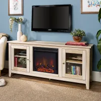 White Oak Traditional 58 Inch Fireplace TV Stand - Walker Edison