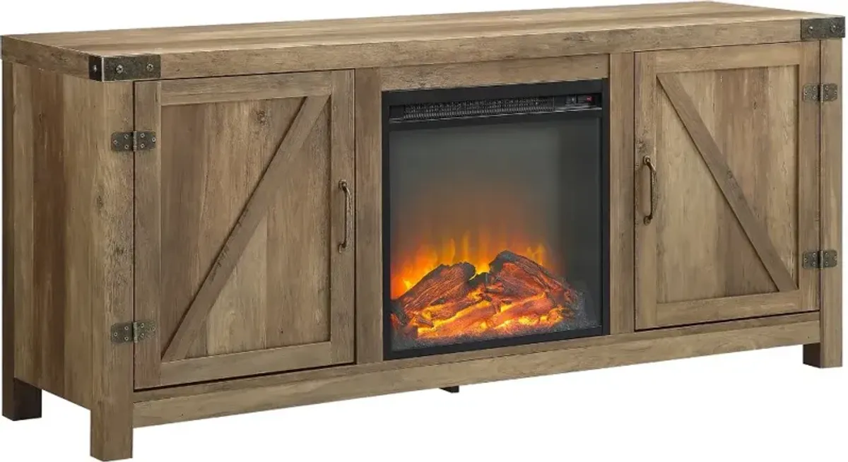 Michael Rustic Oak 58" Fireplace TV Stand - Walker Edison