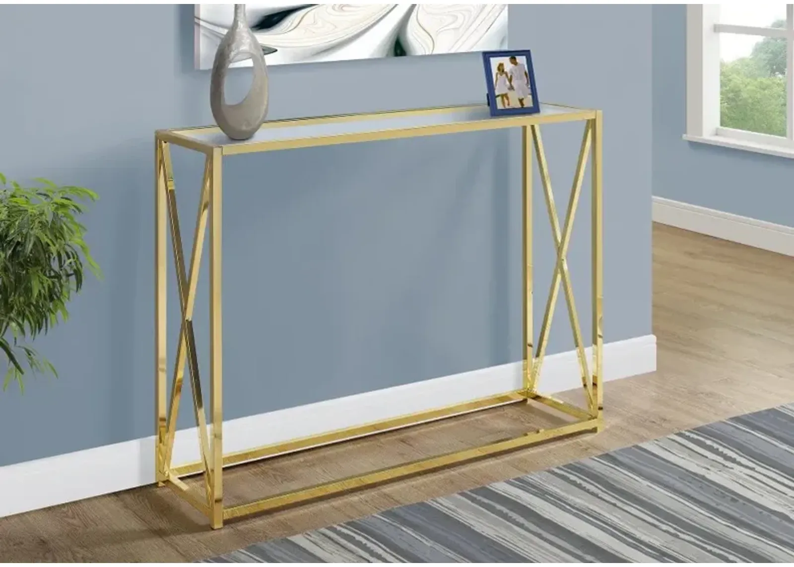 Gold Contemporary 42 Inch Metal Console Table