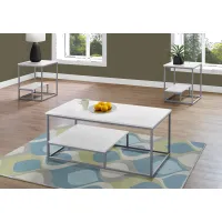White and Silver 3 Piece Metal Table Set