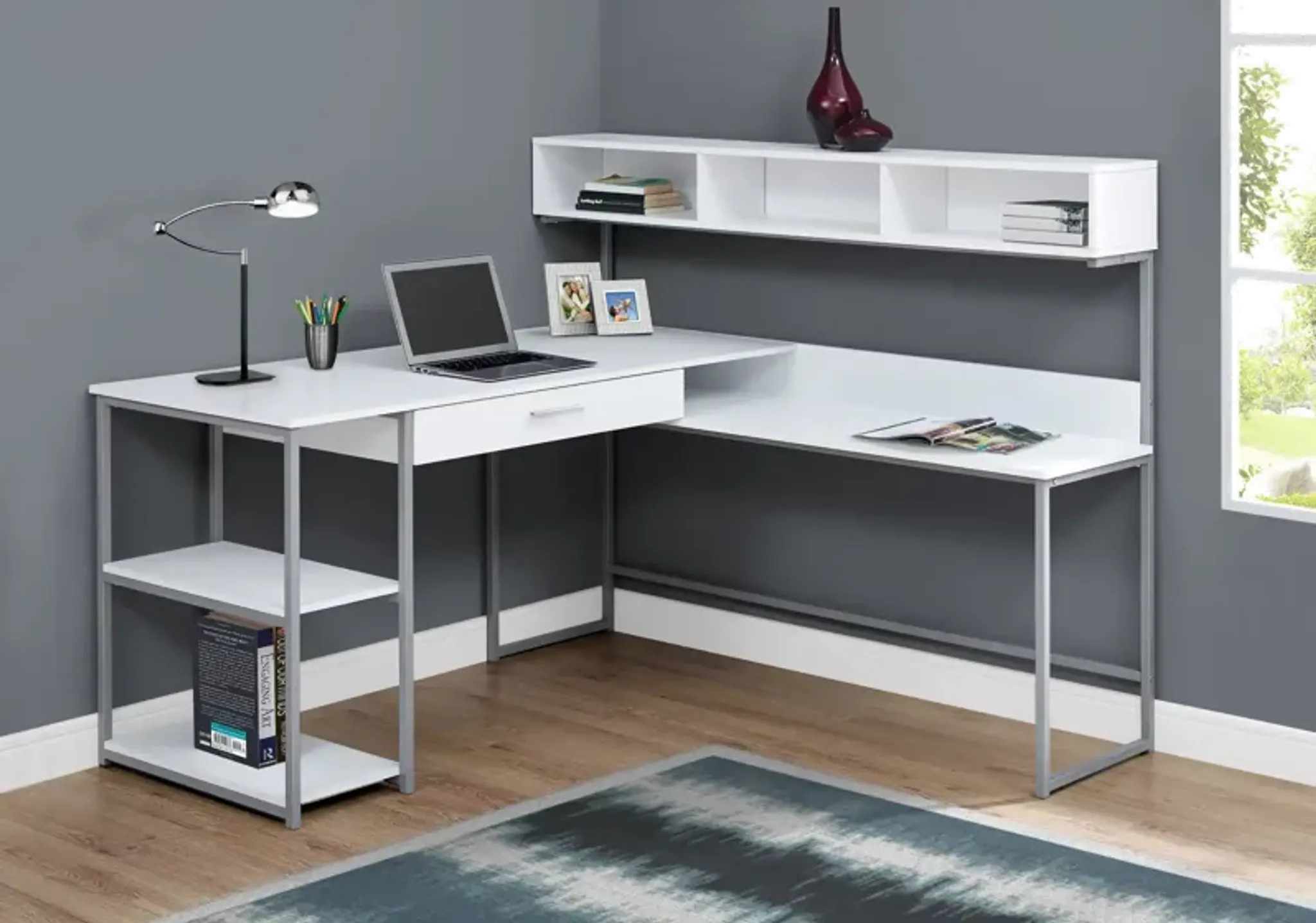 White And Silver Metal Corner Computer Desk Rc Willey | Furniture.com