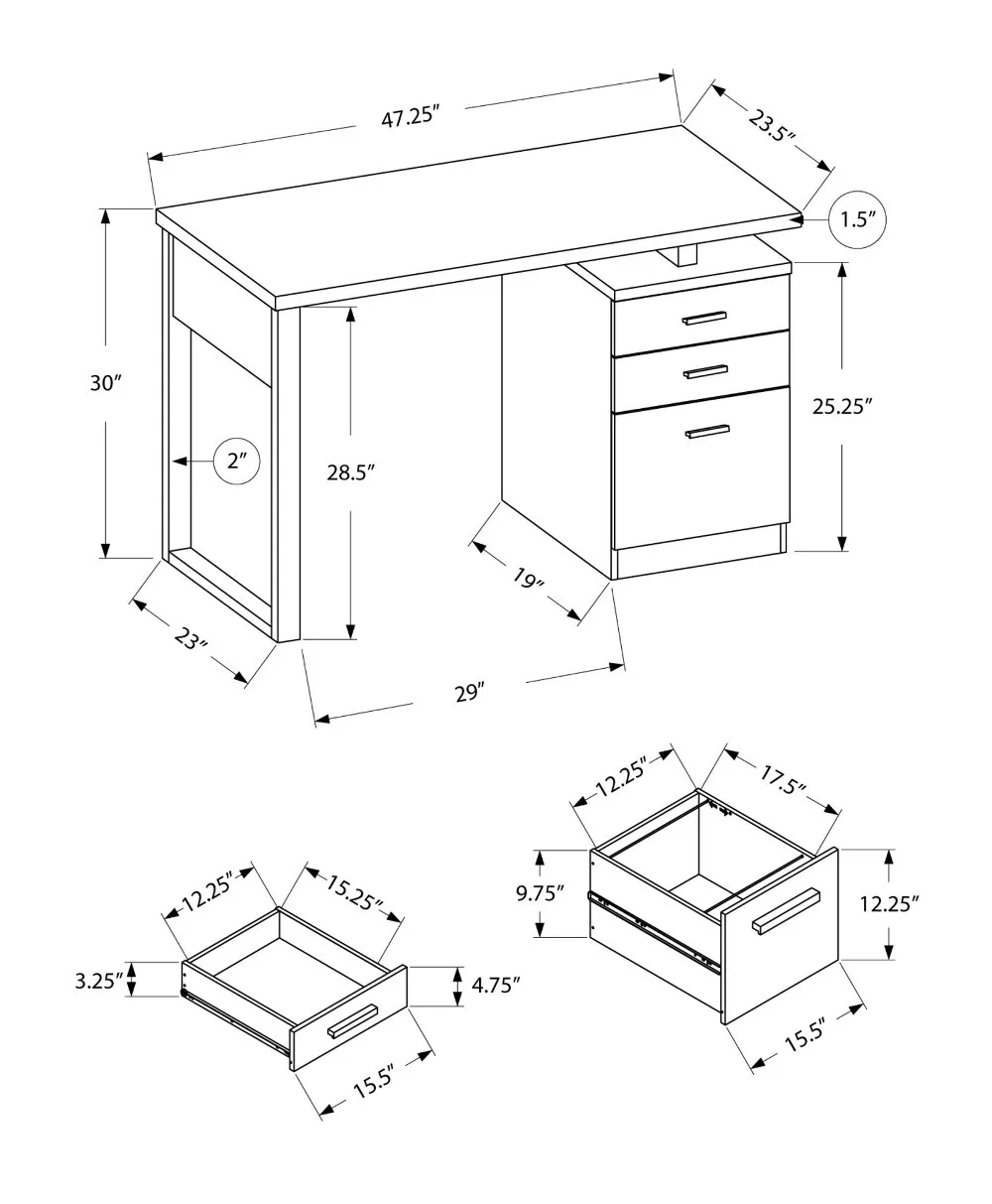 Gray and Black Small Office Desk