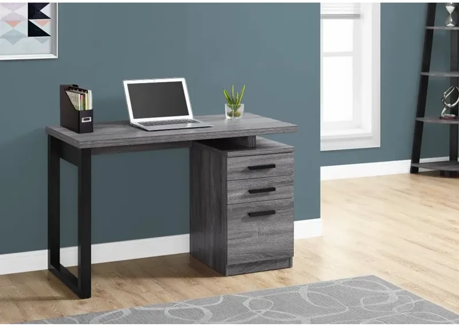 Gray and Black Small Office Desk