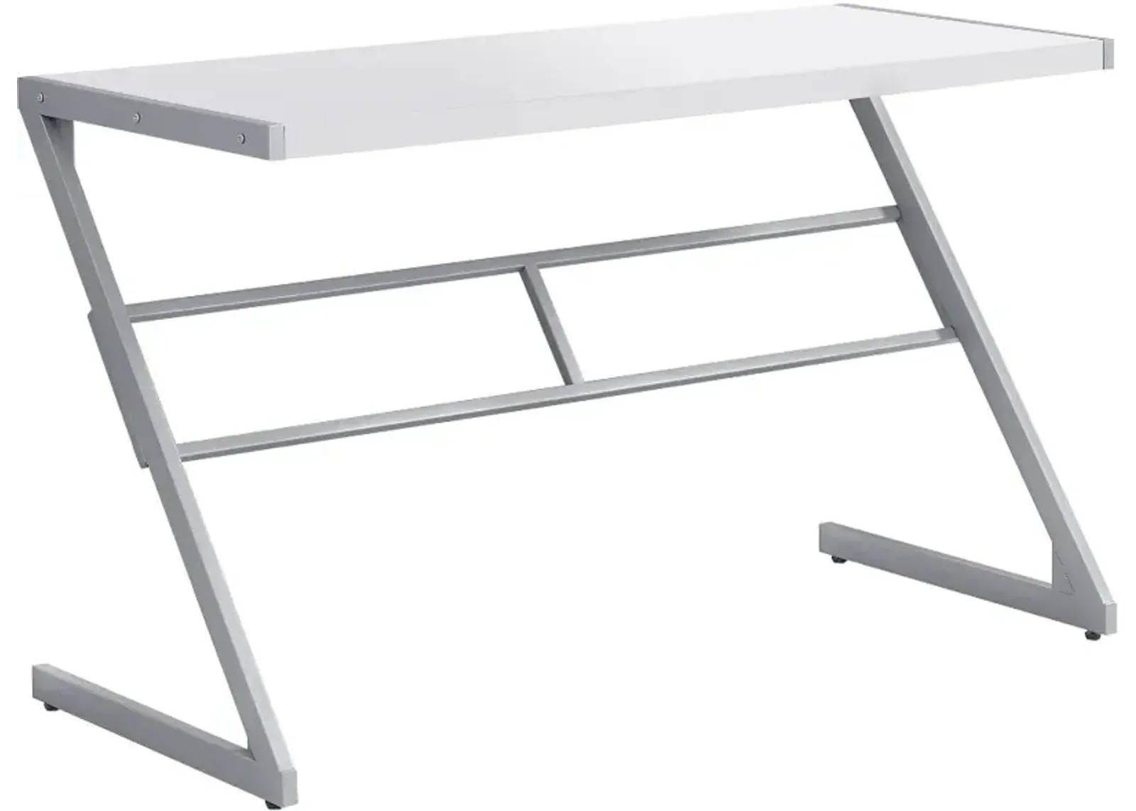 White and Silver Metal Writing Desk