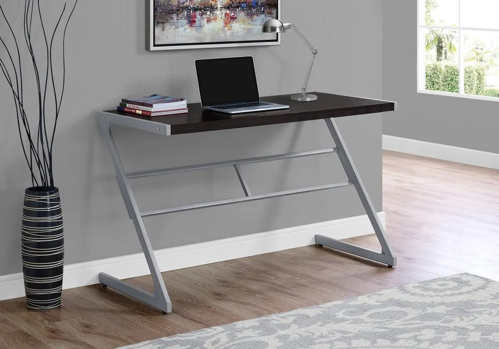 Brown and Silver Metal Writing Desk