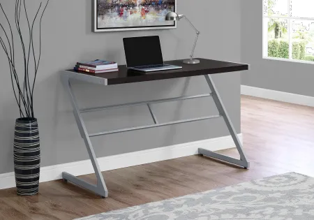 Brown and Silver Metal Writing Desk