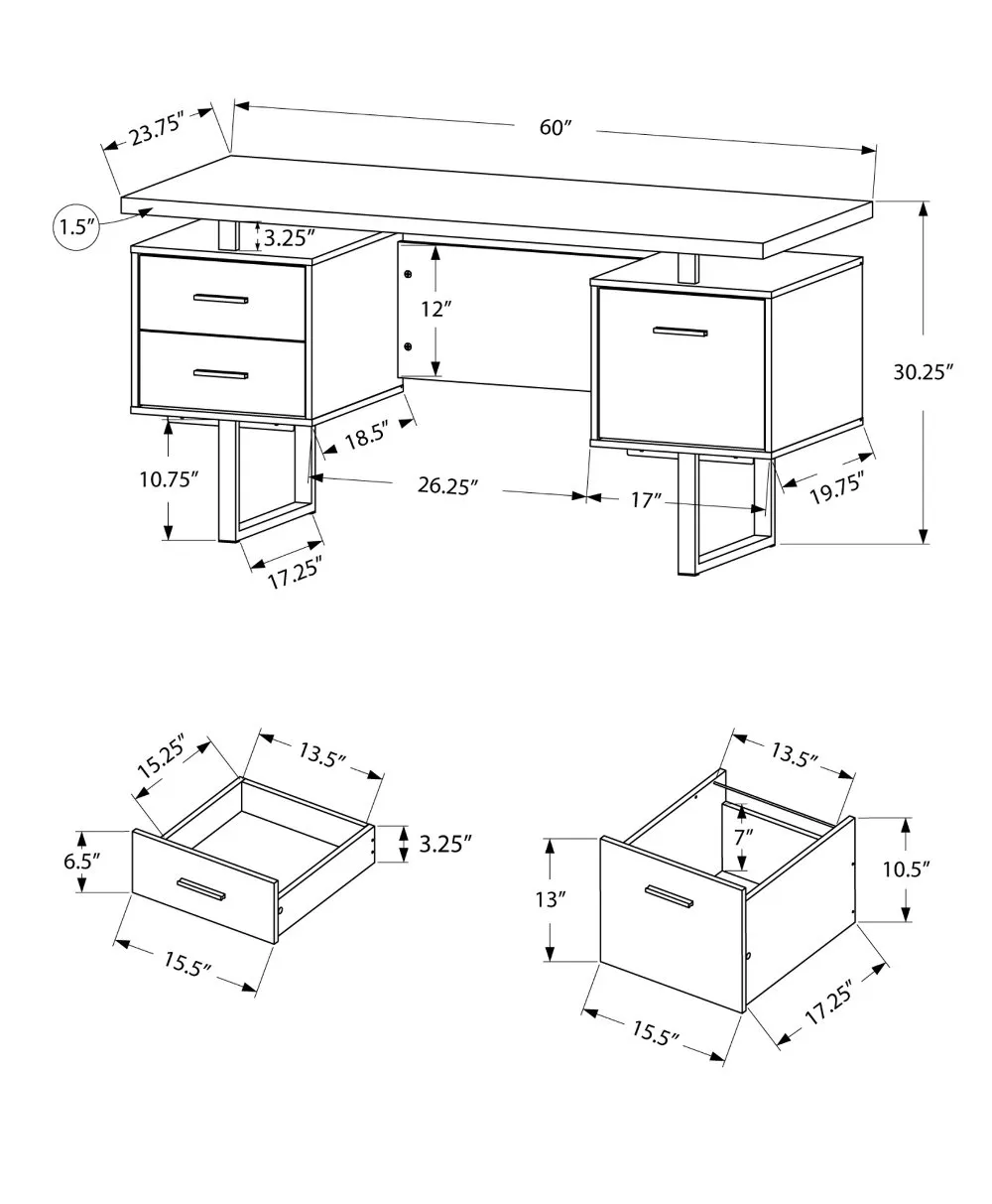 Brown Wood Grain Look and Metal Computer Desk