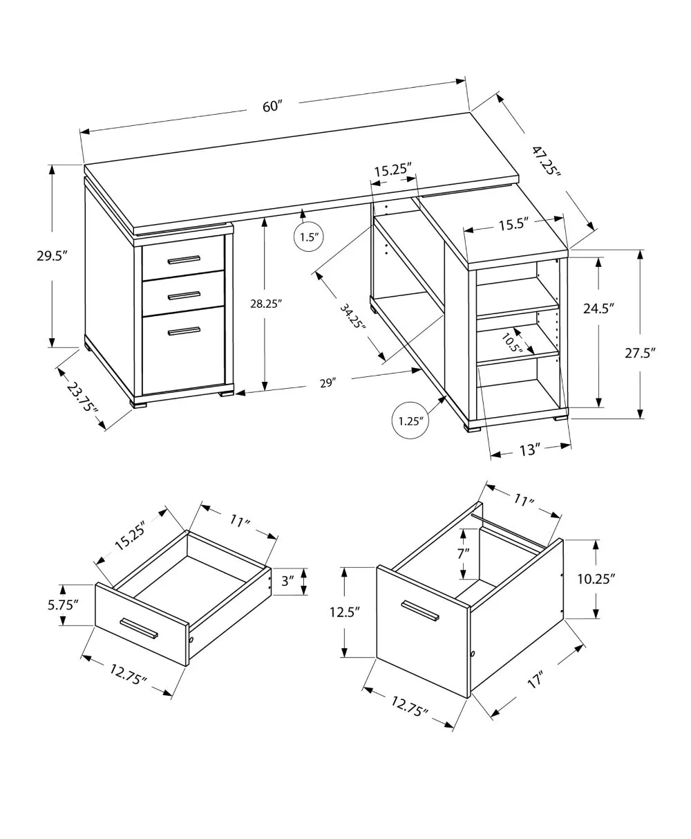 Brown Wood Grain Corner Computer Desk