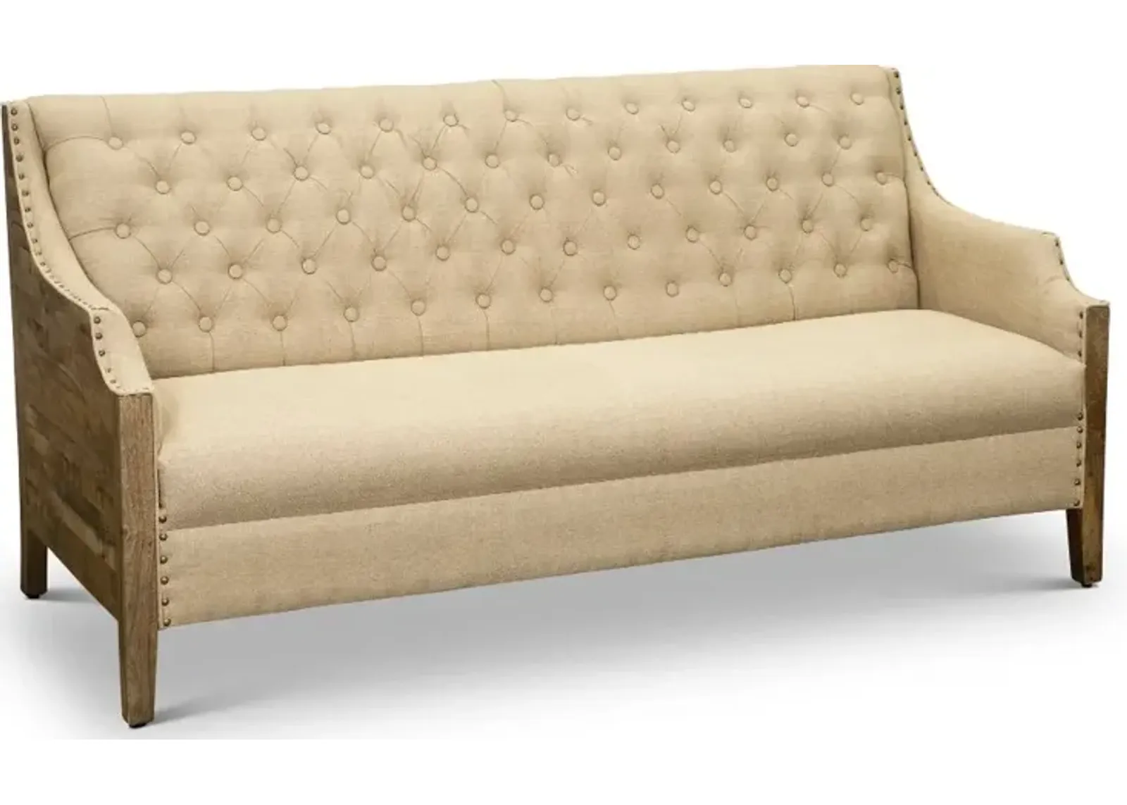 Sullinger Beige Settee with Exposed Wood Sides