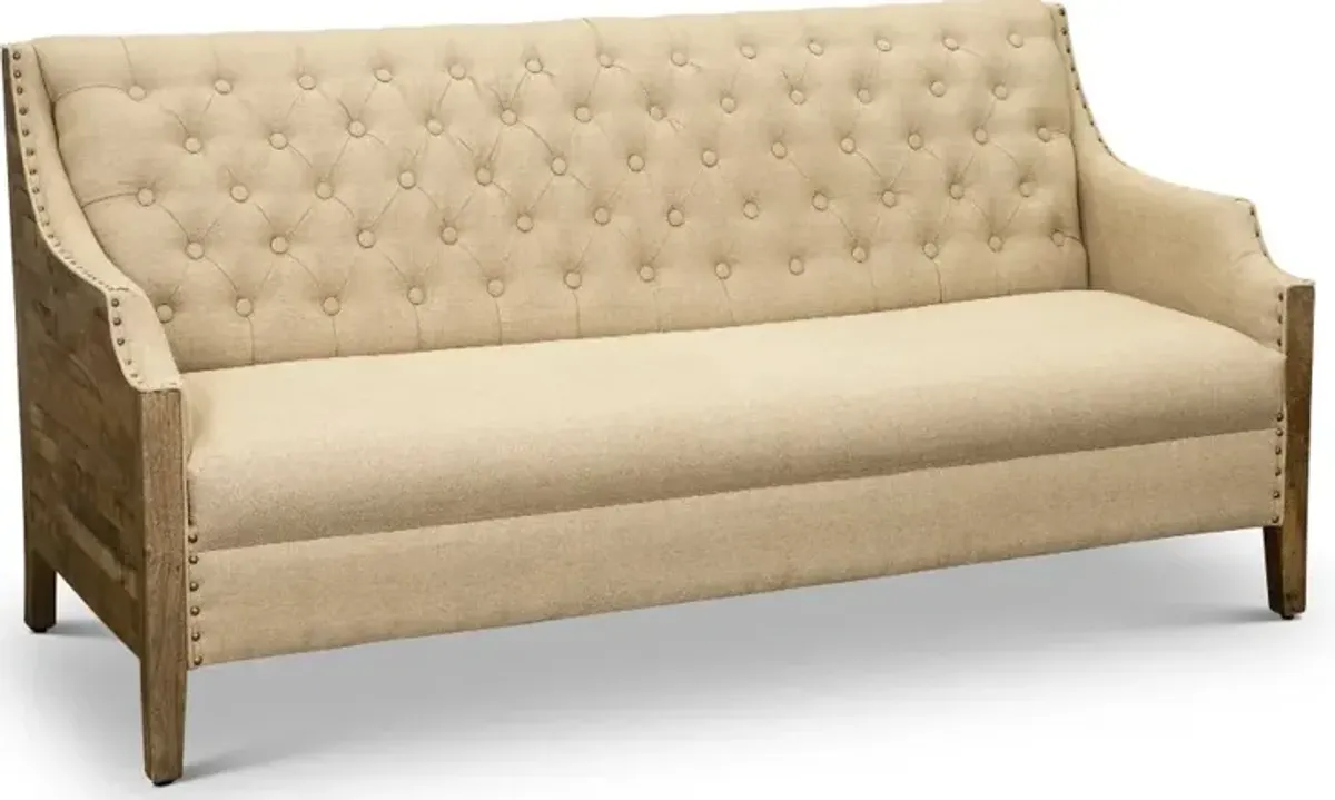 Sullinger Beige Settee with Exposed Wood Sides