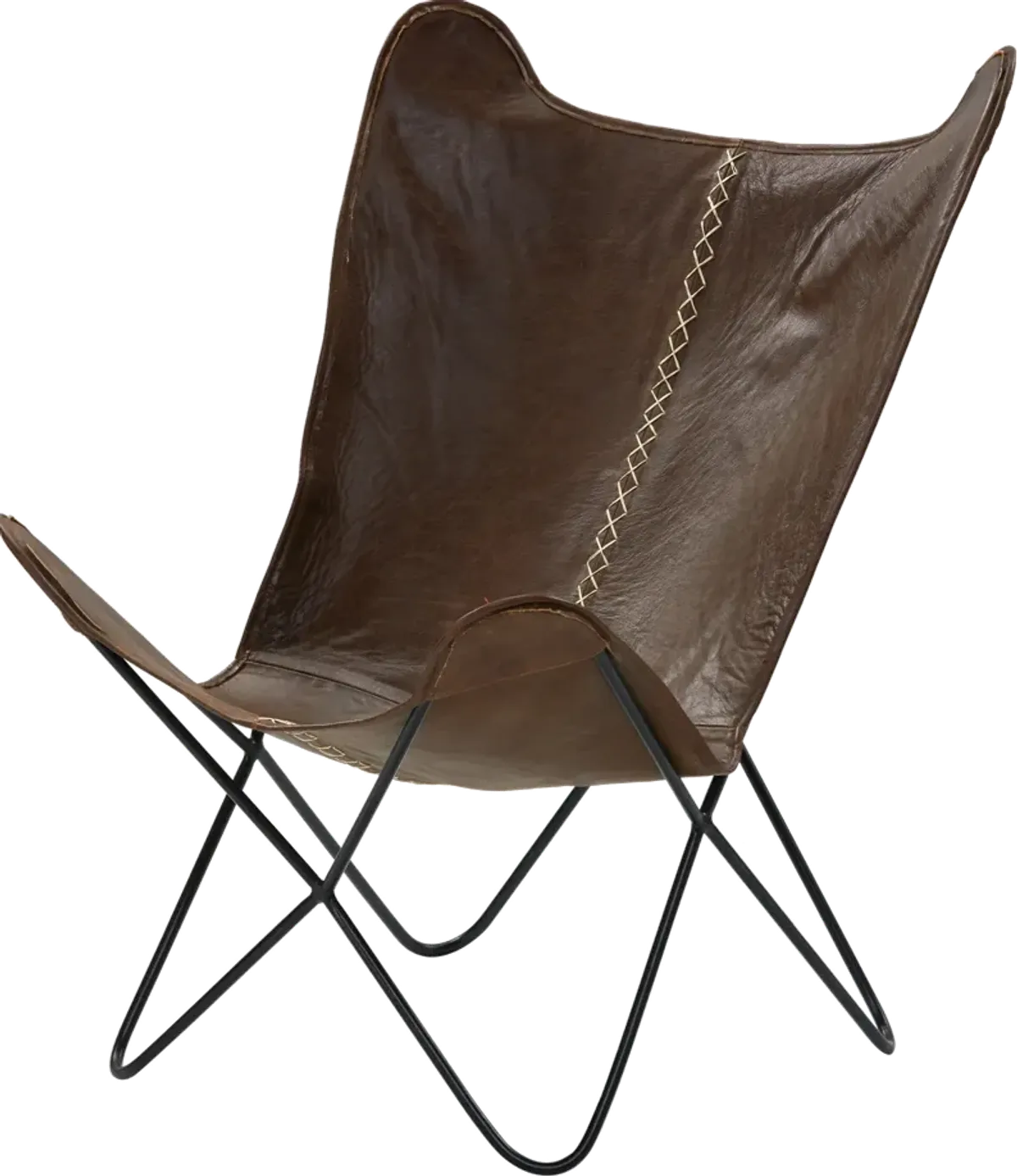Paxton Brown Leather Accent Chair with Black Metal Legs