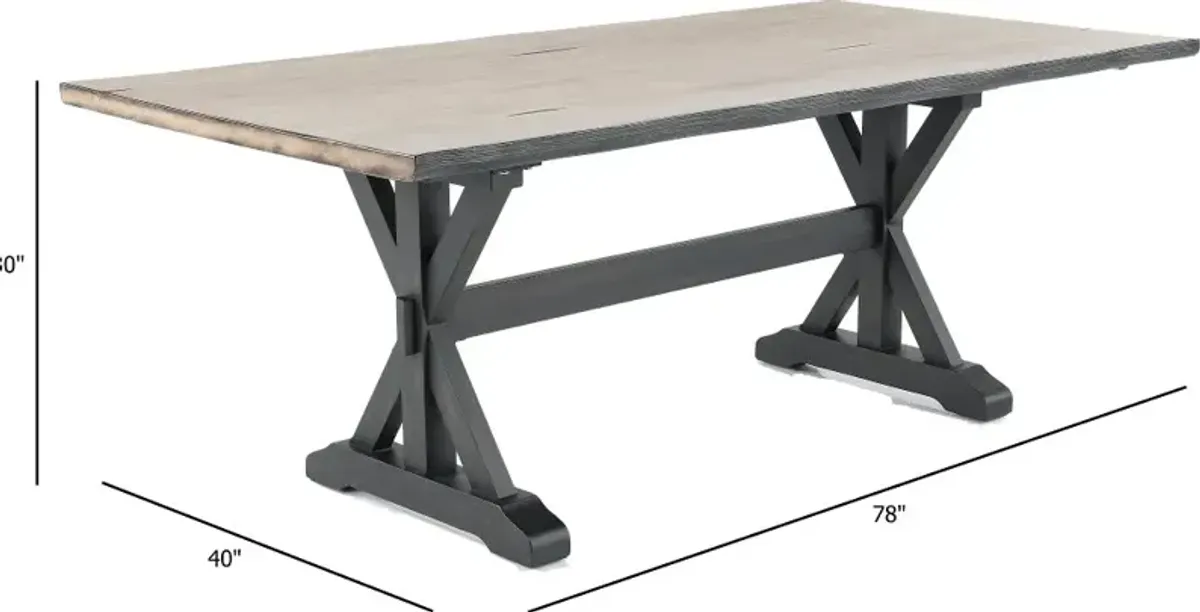 Orlando Farmhouse Sand and Black Trestle Dining Room Table