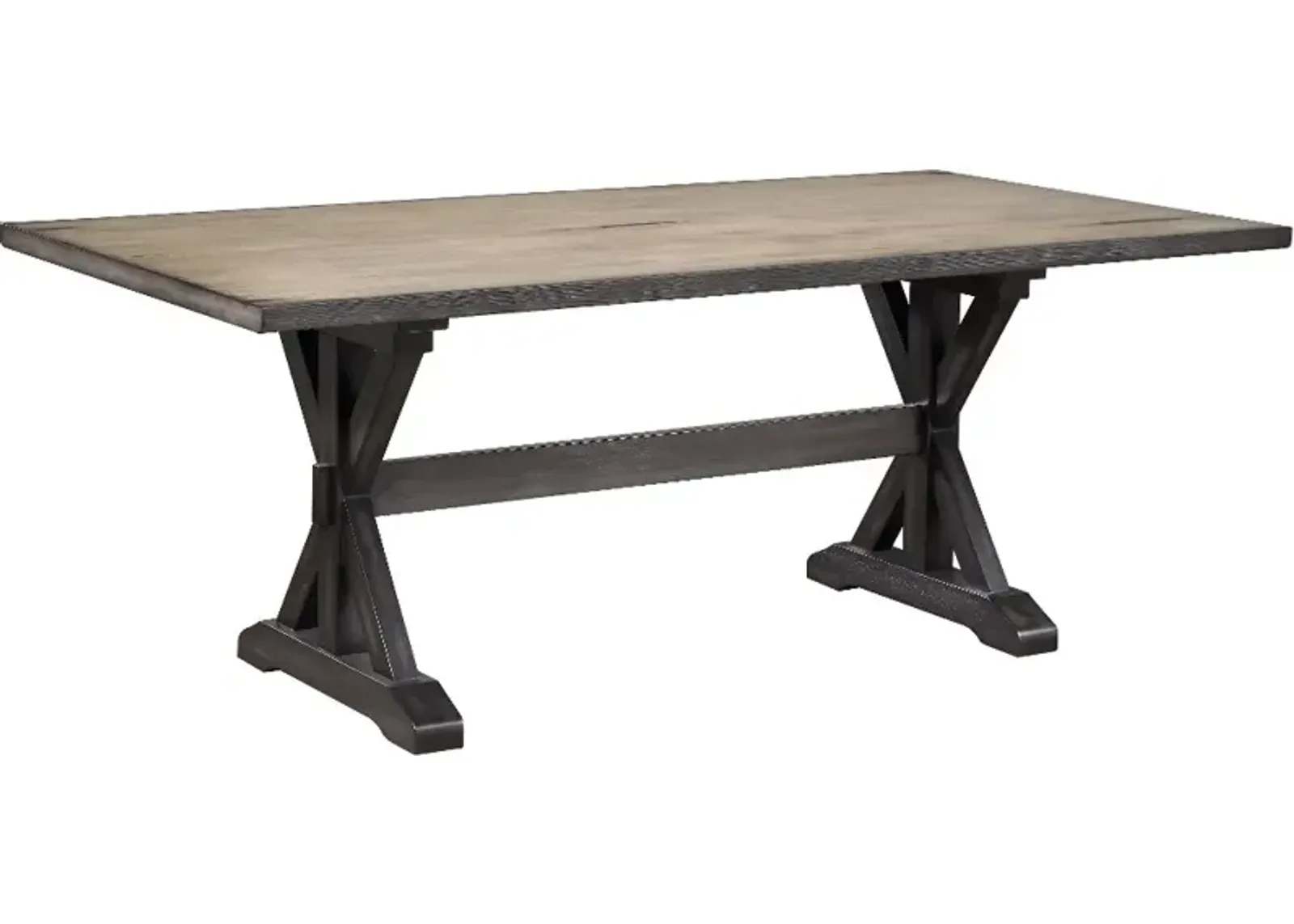 Orlando Farmhouse Sand and Black Trestle Dining Room Table