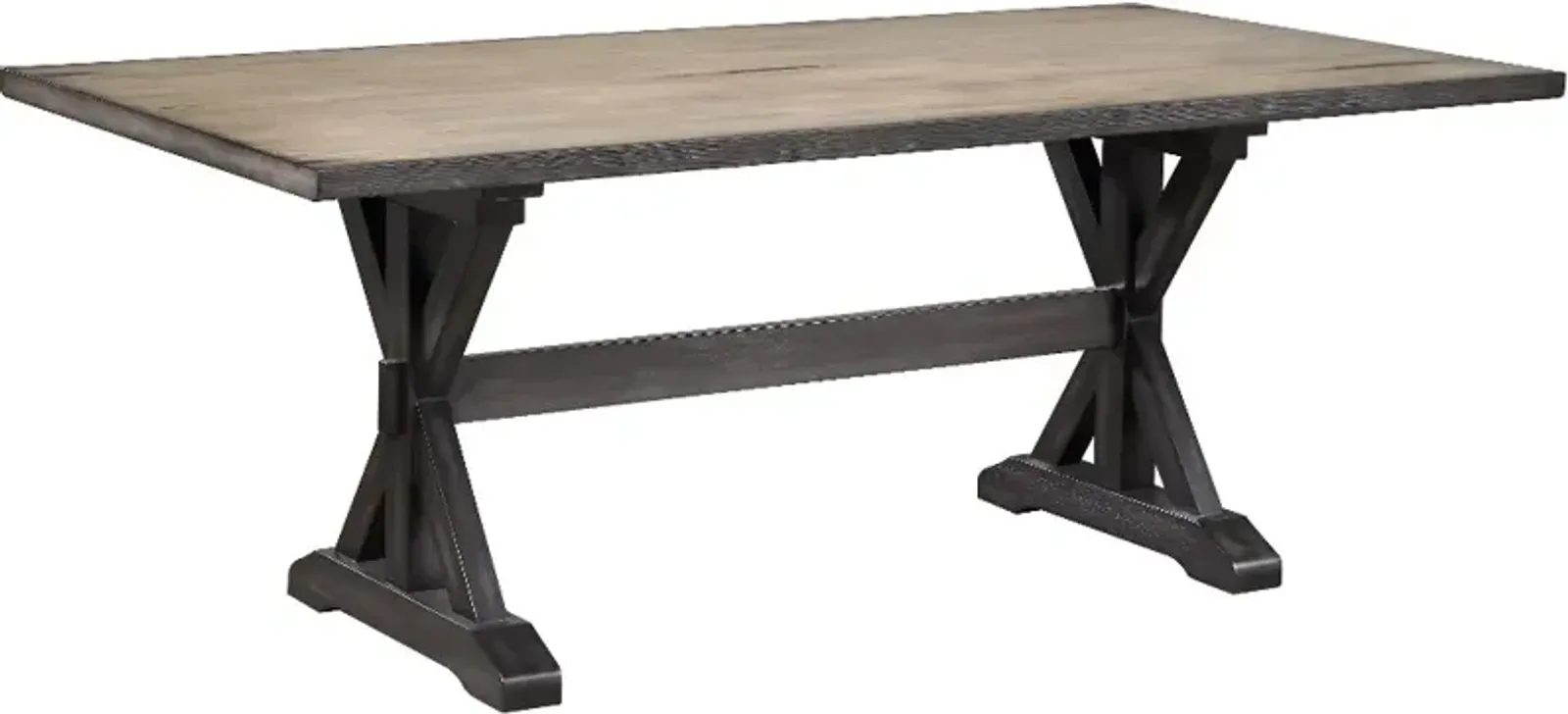 Orlando Farmhouse Sand and Black Trestle Dining Room Table