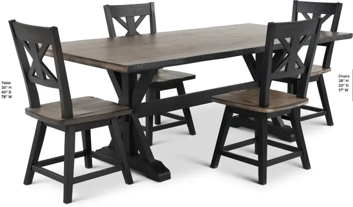 Orlando Sand and Black 5 Piece Dining Set