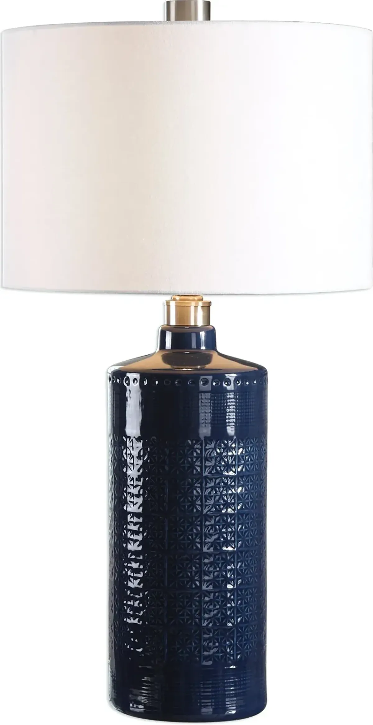 Royal Blue Ceramic Table Lamp with Nickel Plated Details