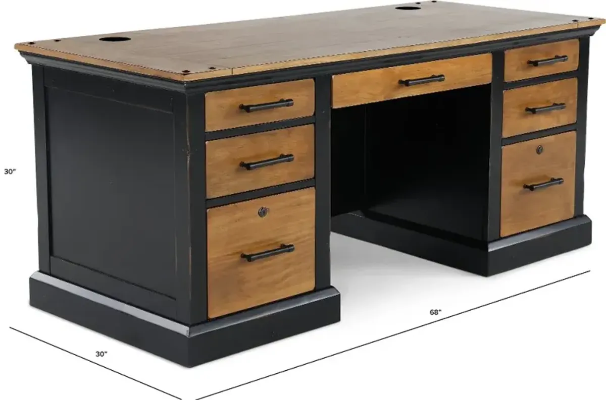 Toulouse Brown and Black Home Office Desk