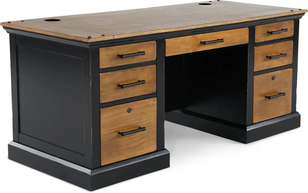 Toulouse Brown and Black Home Office Desk