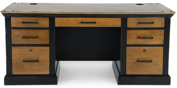 Toulouse Brown and Black Double Pedestal Desk
