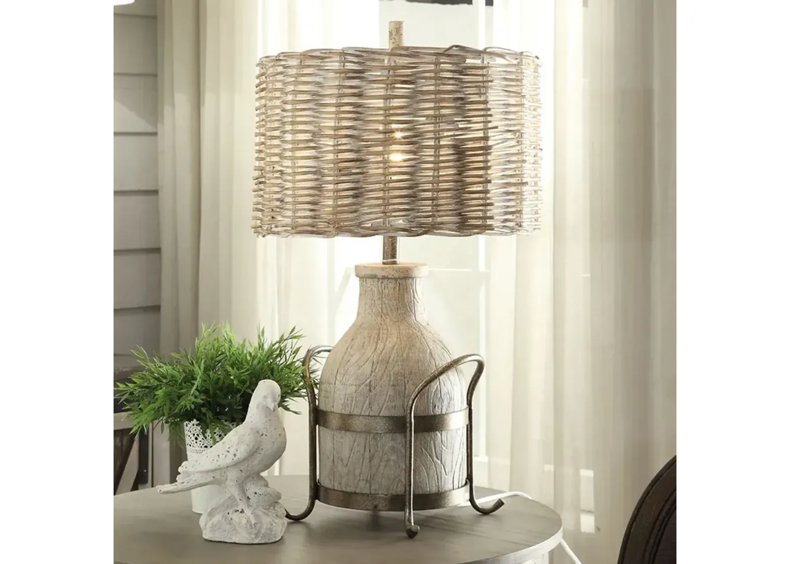 31 Inch Dairy Farm Table Lamp with Iron Accent