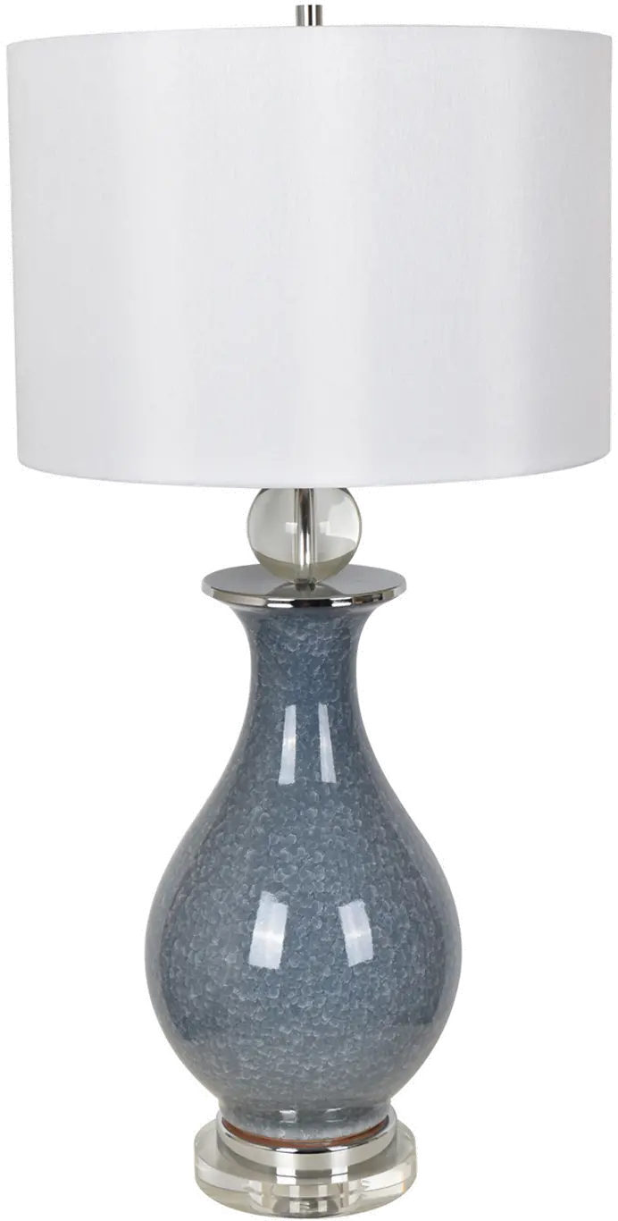 Crystal and Blue Crackle Ceramic Table Lamp