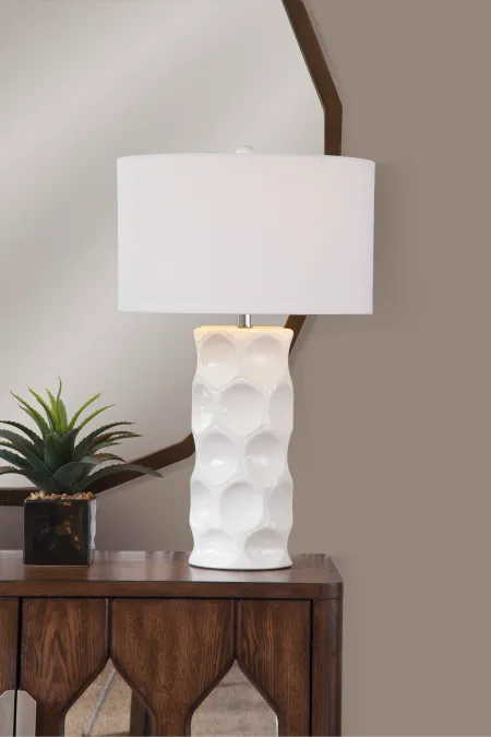 Cream Ceramic Table Lamp with Cavities - Cassidy