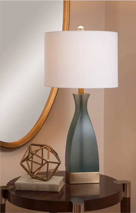 29 Inch Frosted Blue Glass Table Lamp