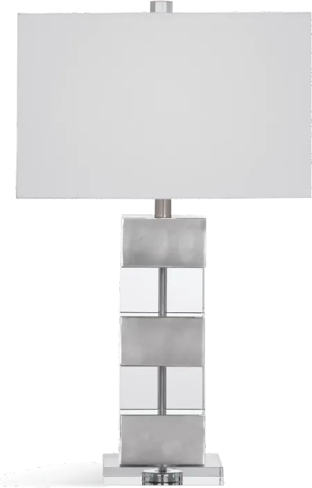 Silver and Crystal Striped Table Lamp - Elara
