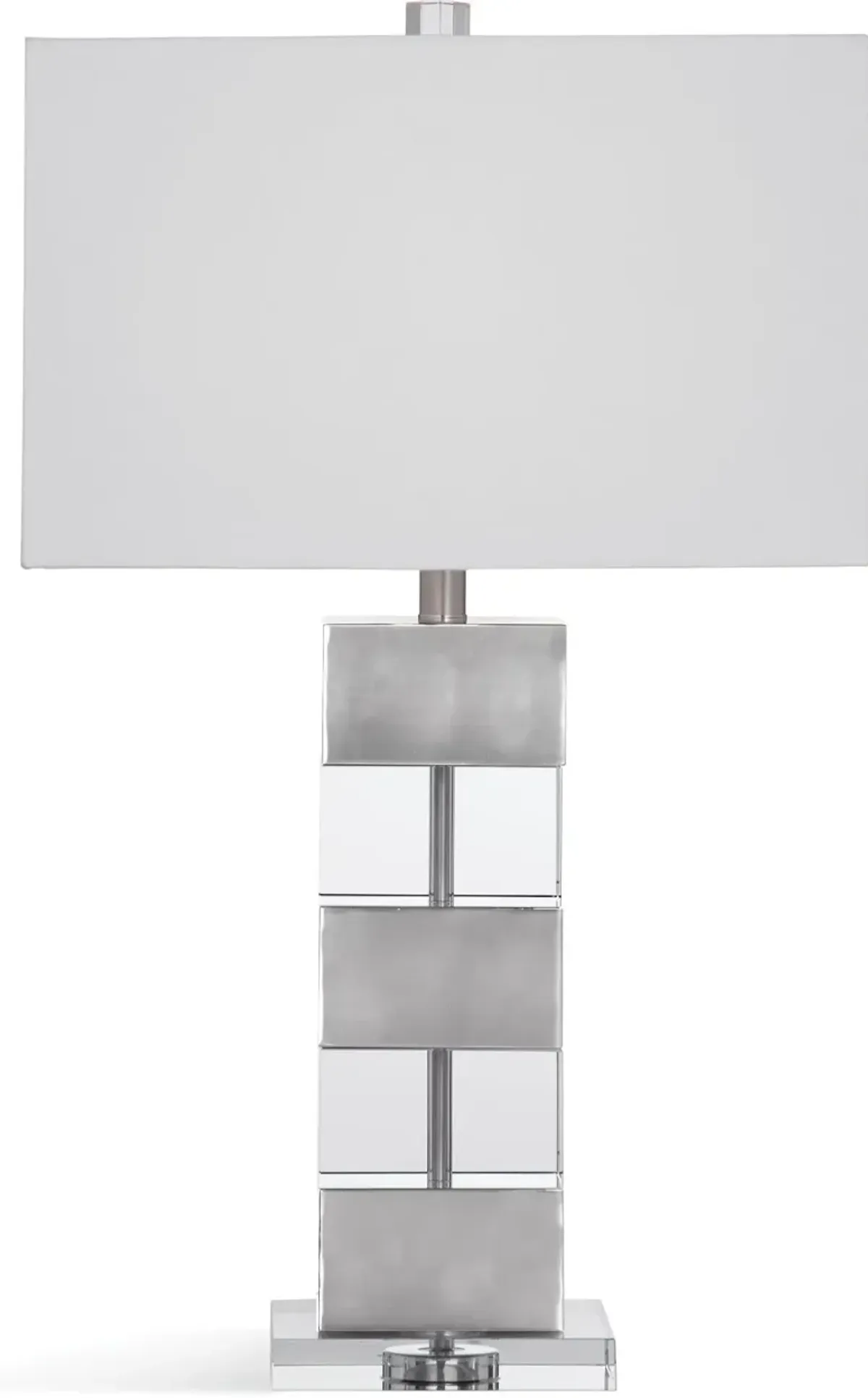 Silver and Crystal Striped Table Lamp - Elara