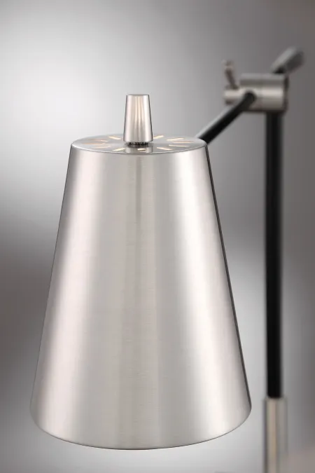 Brushed Nickel and Black Desk Lamp with Wireless Charging