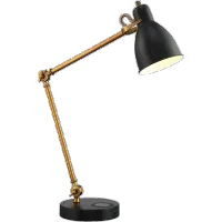 Antique Bronze and Black Desk Lamp with Wireless Charging
