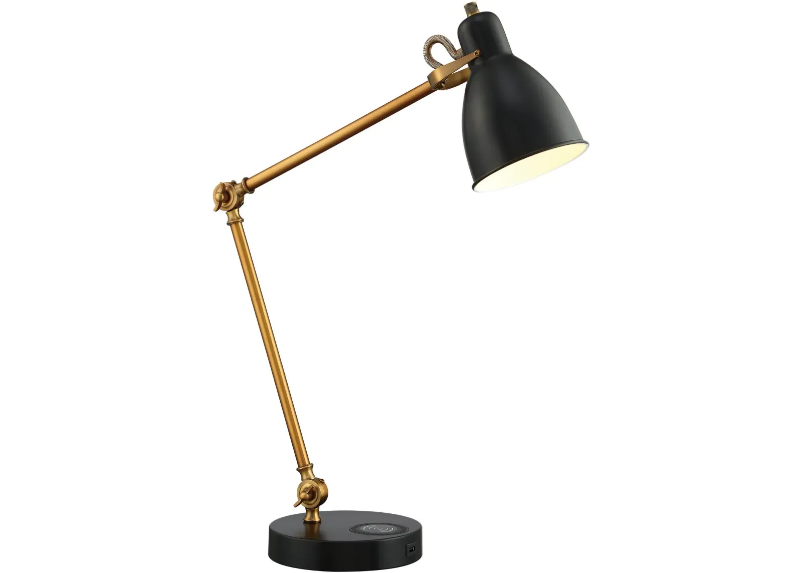 Antique Bronze and Black Desk Lamp with Wireless Charging