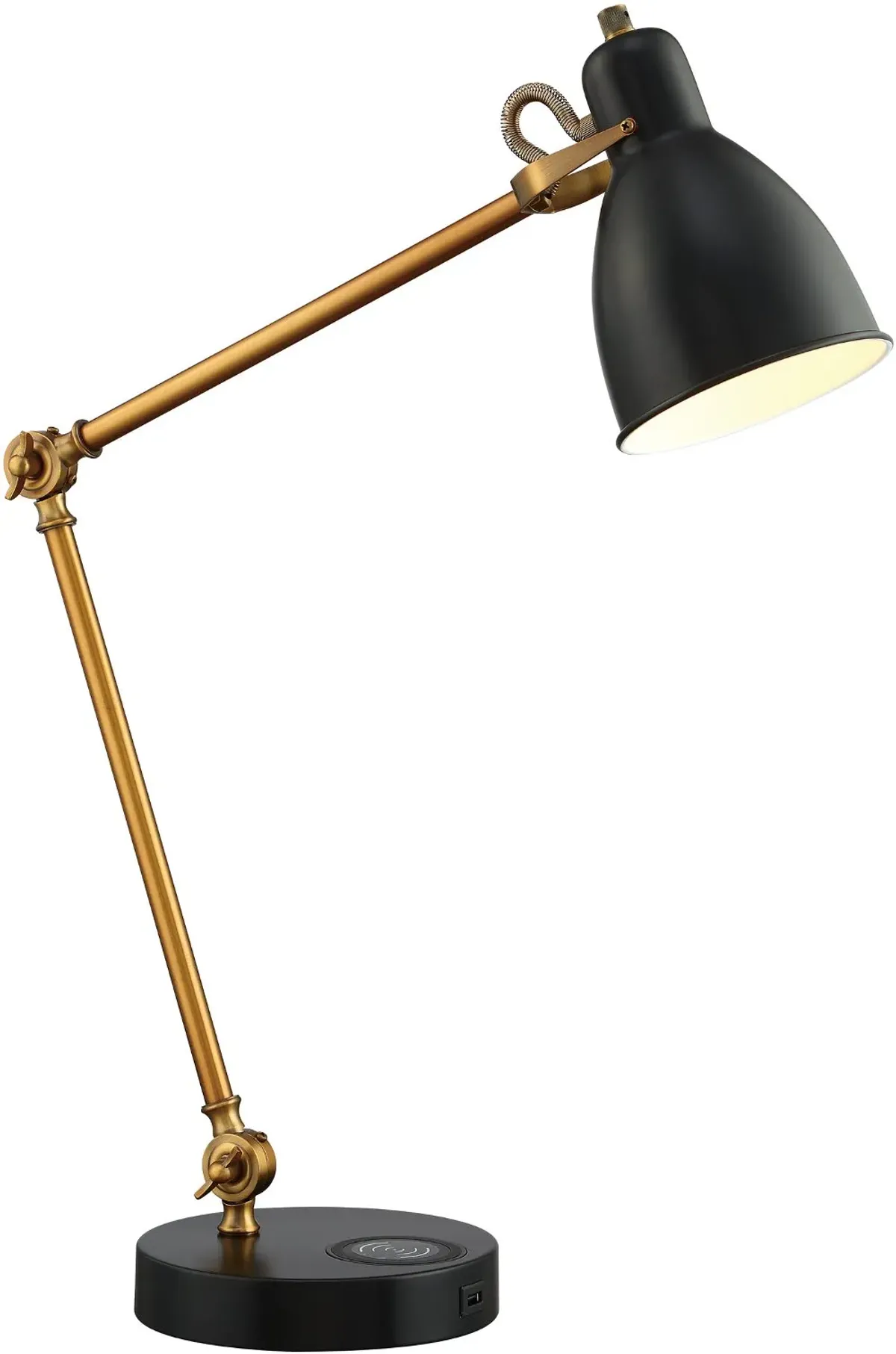 Antique Bronze and Black Desk Lamp with Wireless Charging