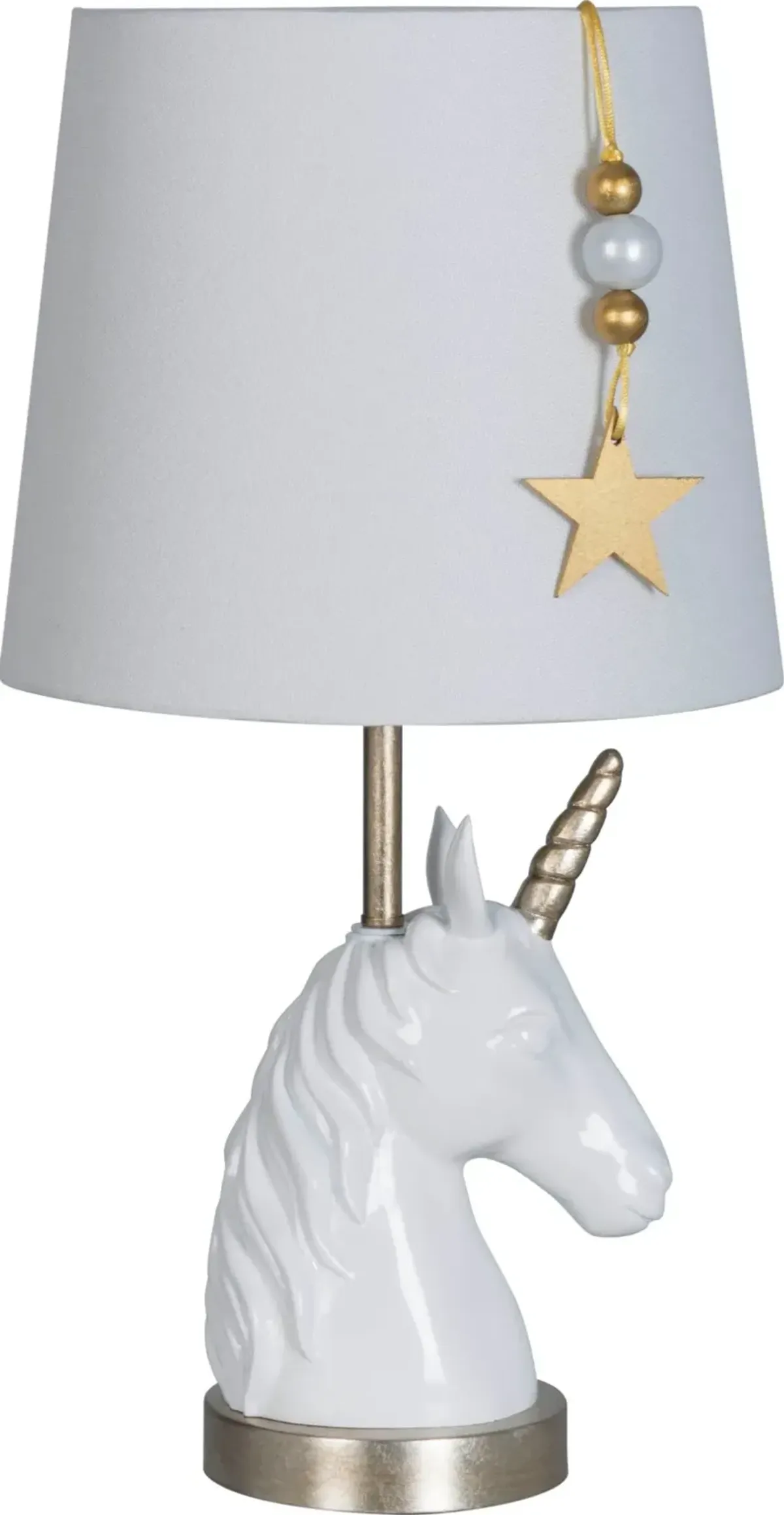 19 Inch Glossy White and Bronze Gold Unicorn Table Lamp