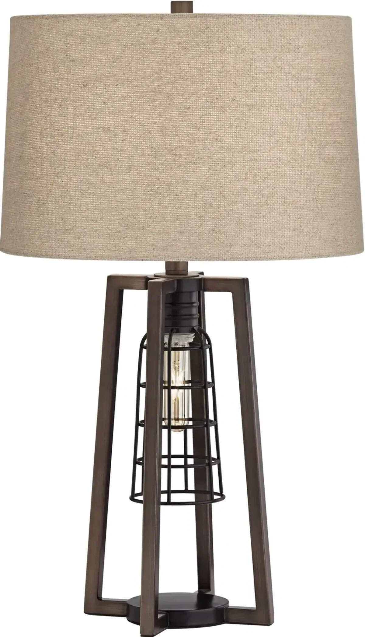 Aged Nickel Caged 2-Light Table Lamp - Julian